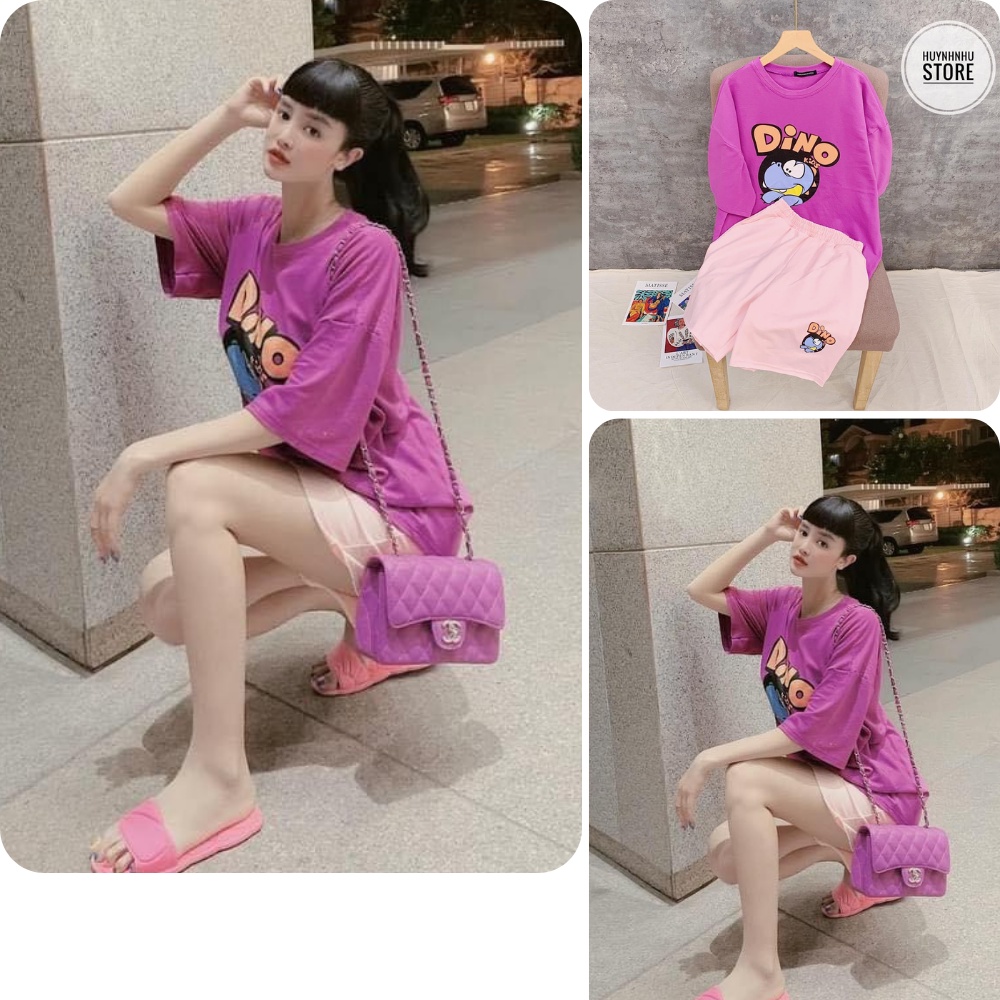 [HCM] Set bộ nữ, set đùi áo thun from rộng 60kg hoạ tiết teen chất cotton co dãn mịn mát SKUS-116
