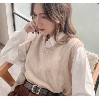 Áo gile len nữ mỏng cổ tim chất đẹp Tahe