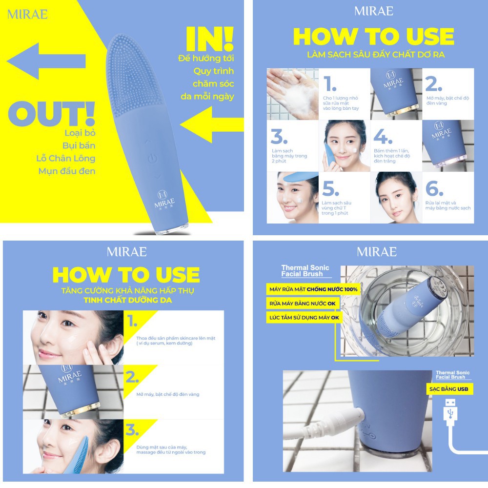 Máy Rửa Mặt MIRAE Chính Hãng Bảo Hành 1 Năm MIRAE THERMAL SONIC FACIAL BRUSH | BigBuy360 - bigbuy360.vn