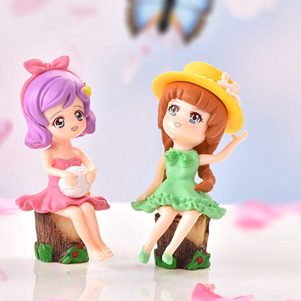 Mô Hình Cô Gái Mặc Đầm Xanh Lá / Hồng Bằng Nhựa Resin Nhỏ Xinh Tinh Tế Sáng Tạo Thời Trang