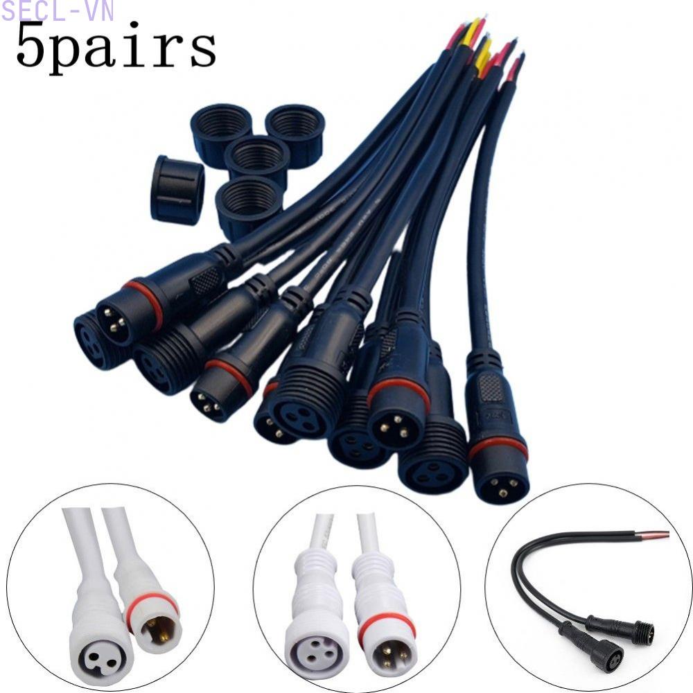 5 Pairs IP65 Waterproof 2/3-Pin 22AWG Wire LED Male and Female Cable Connector