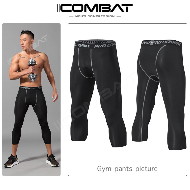 Quần Combat bóng rổ lửng 3/4 - Legging lửng giữ nhiệt thể thao nam iCOMBAT chơi bóng rổ, bóng đá, GYM