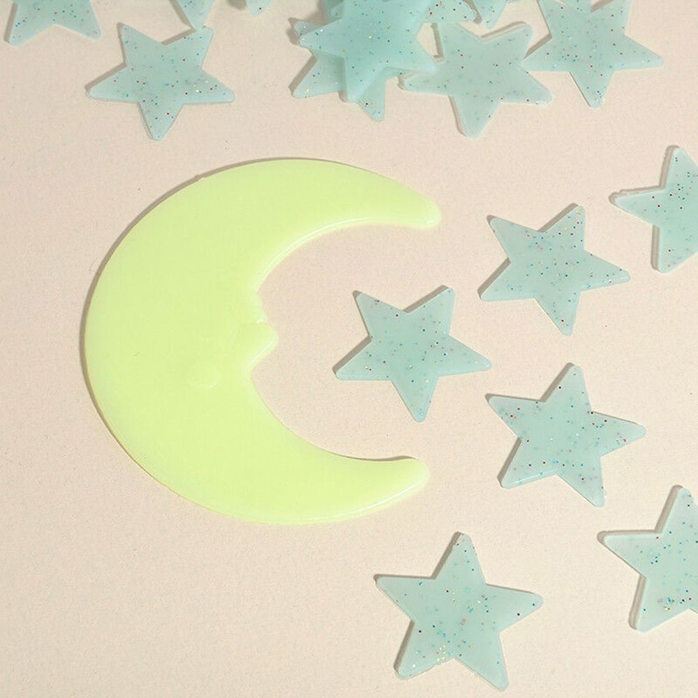 YIYU Miếng Dán Tường Dạ Quang Hình Mặt Trăng / Ngôi Sao Nhiều Màu Trang Trí Phòng Ngủ Diy