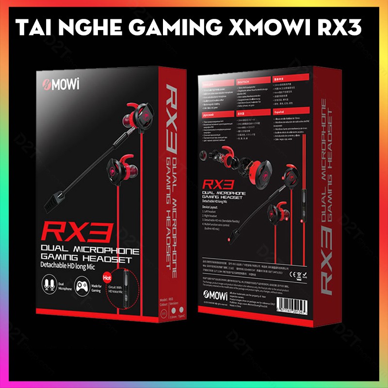 Tai nghe gaming XMOWI RX3 , 2 mic đàm thoại, khử ồn game chơi cực tốt game PUBG, COD, FREE FIRE