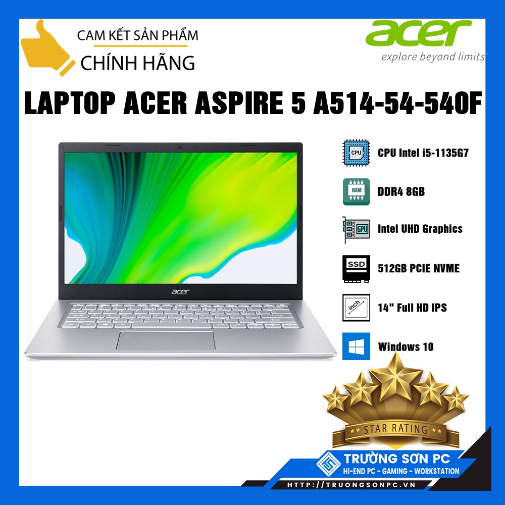 Laptop ACER Aspire 5 A514-54-540F (NX.A28SV.005) | i5-1135G7/ 8GB RAM/ 512GB SSD/ 14.0&quot; FHD IPS/ Win10/ Black