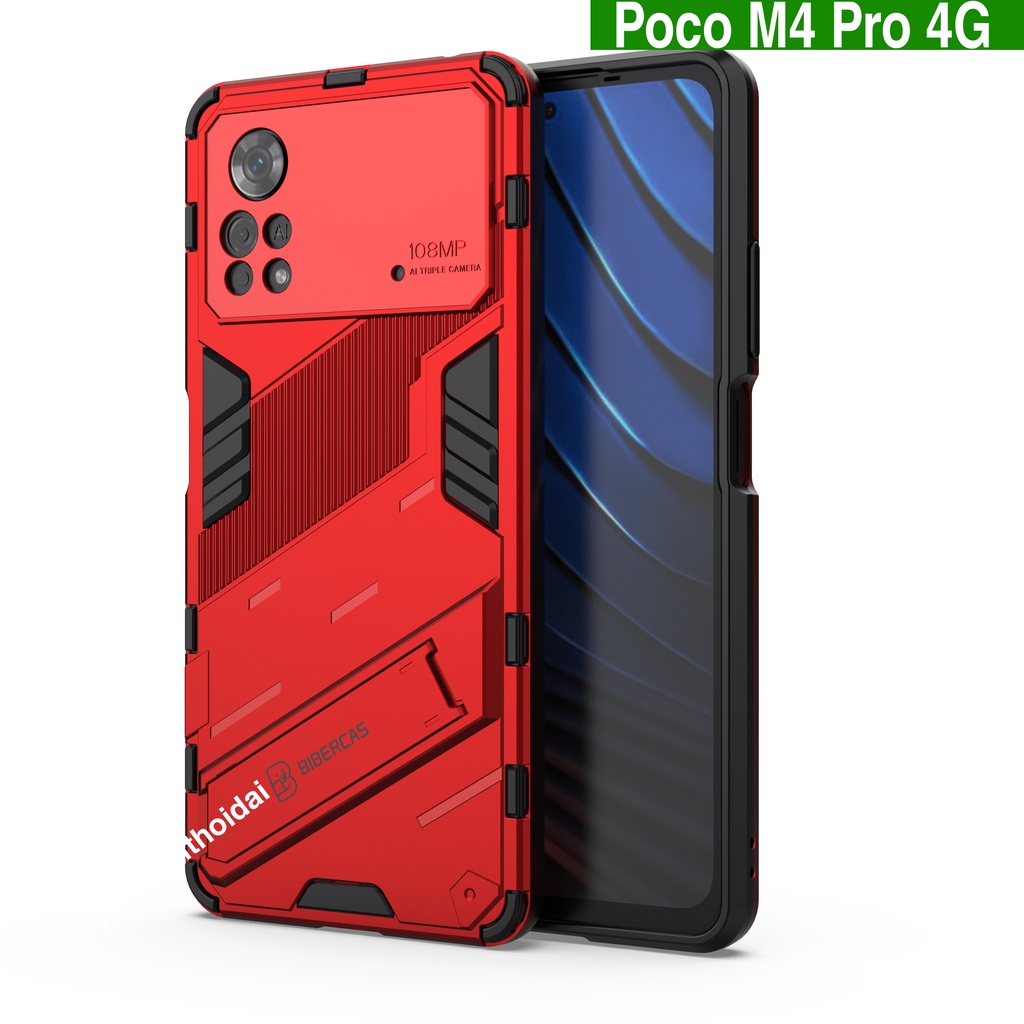 Ốp lưng Poco M4 Pro 4G Iron Man Ver 2 chống sốc giá đỡ mặt lưng xem phim bảo vệ camera