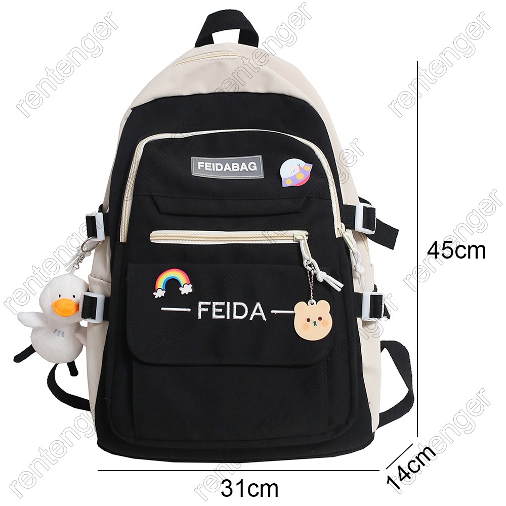 Ba Lô Đựng Laptop Bằng Nylon Chống Nước Thời Trang Harajuku Dễ Thương Cho Nữ Sinh