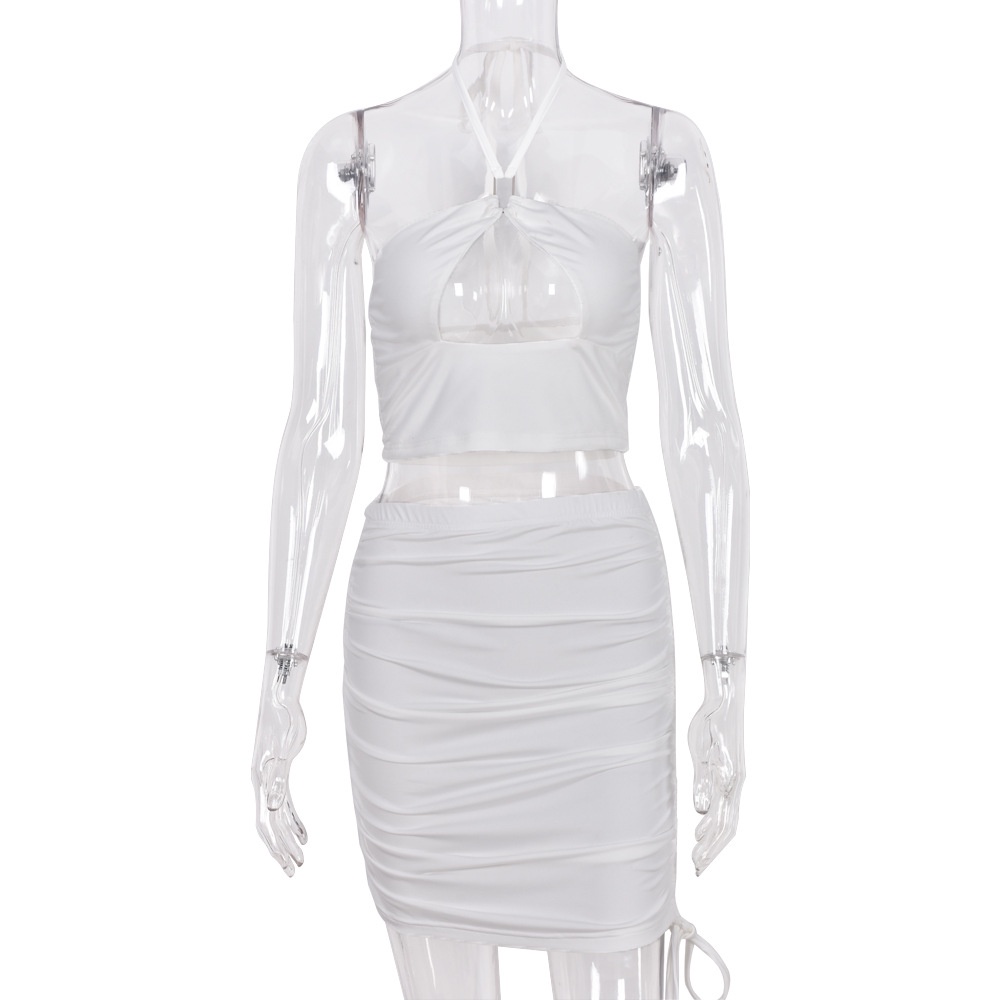 Bộ Áo Tank Top Rỗng + Chân Váy Rút Dây Eo Thời Trang Dành Cho Nữ