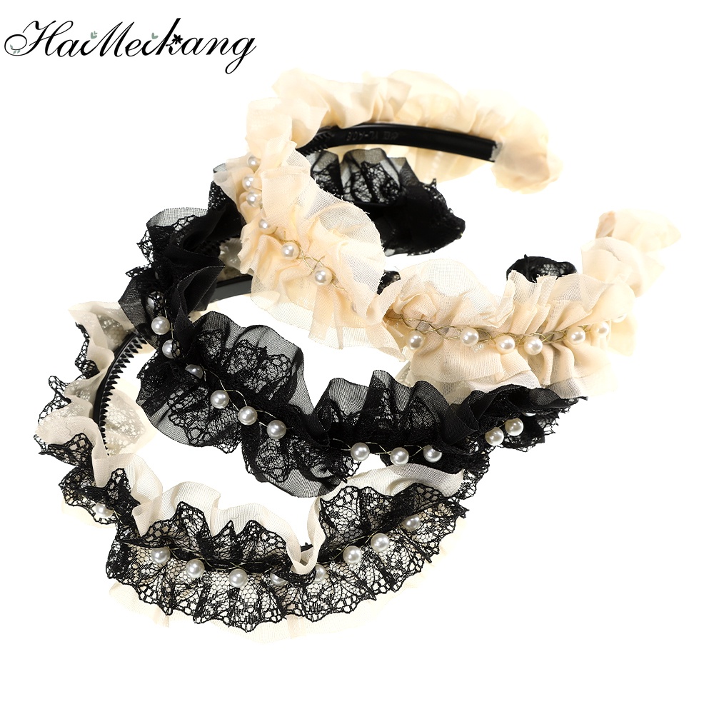 Cài tóc Haimeikang dạng lưới ren đính ngọc trai giả thời trang Hàn Quốc cho nữ