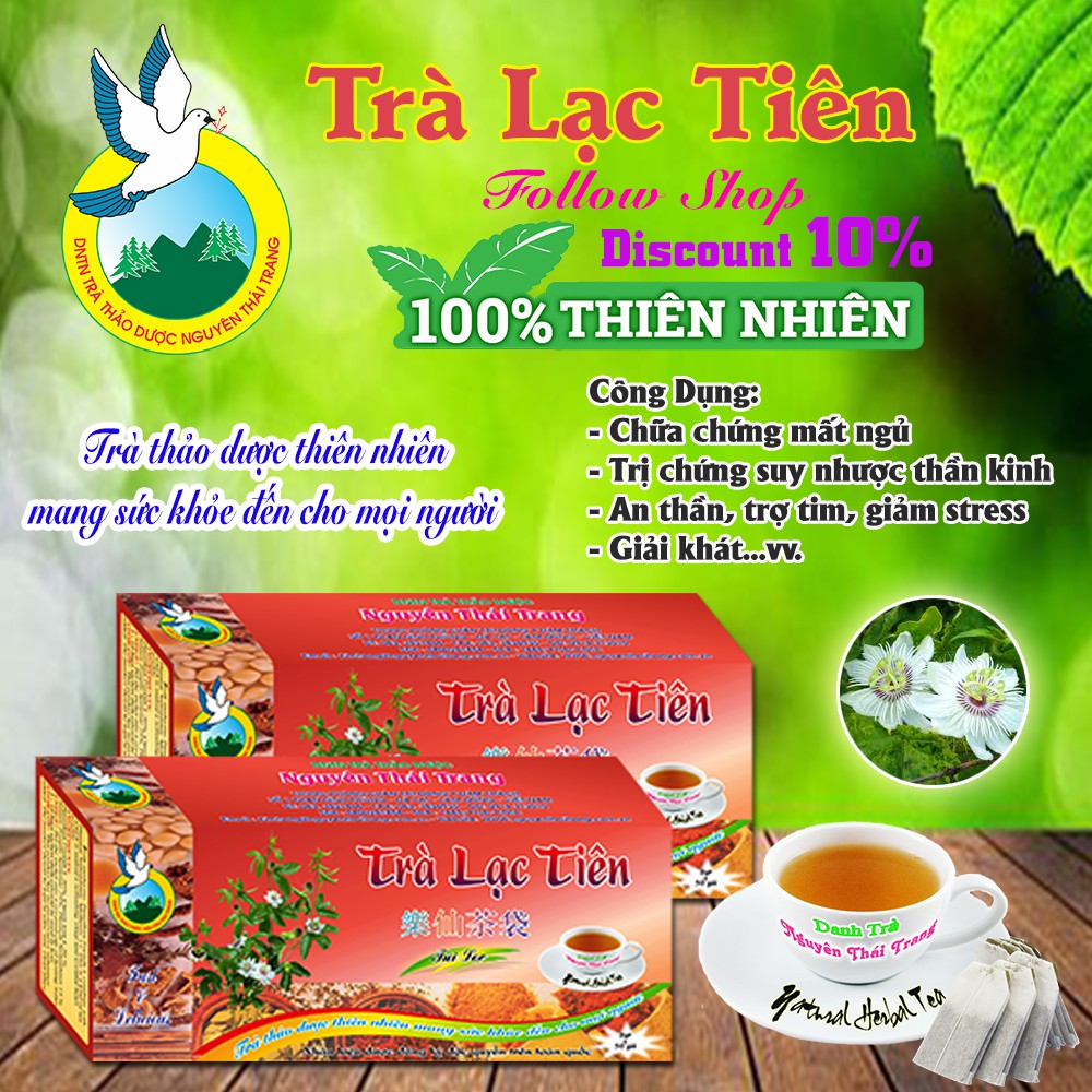 Combo 10 Hộp Trà Lạc Tiên Trị Mất Ngủ (Hộp 50 Túi Lọc X 2g)- Nguyên Thái Trang –Thảo Dược Thiên Nhiên – Tốt Cho Sức Khỏe