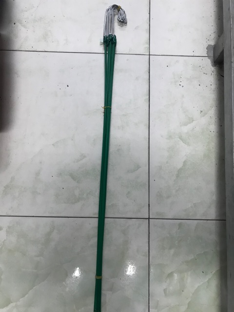 10 móc kẽm bọc nhựa dài 90cm mầu xanh để treo giỏ Lan