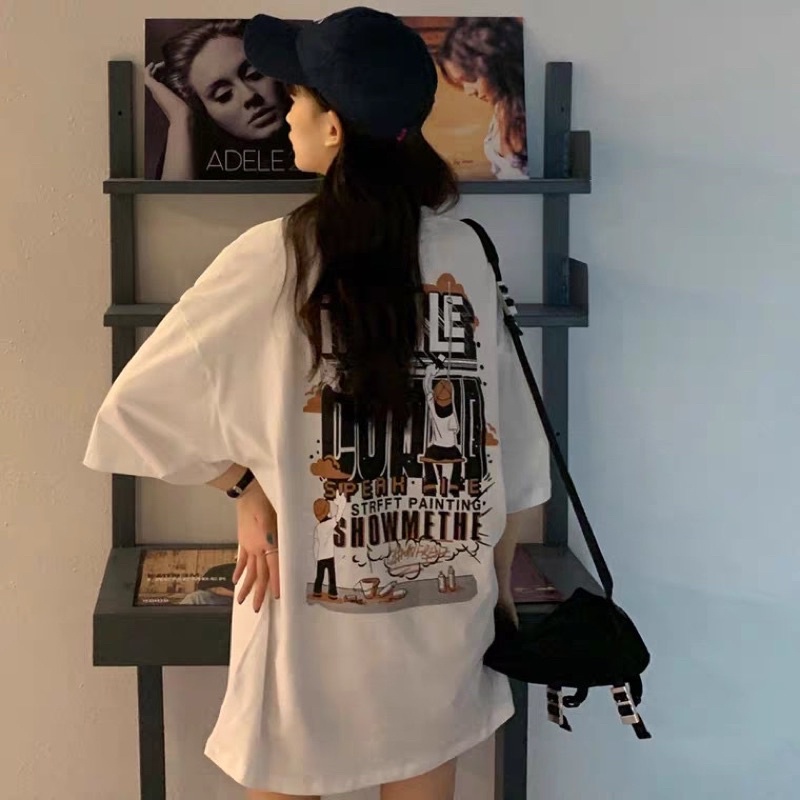 Áo thun tay lỡ nam nữ, áo phông studio1996 form rộng chất cotton in hình ALE