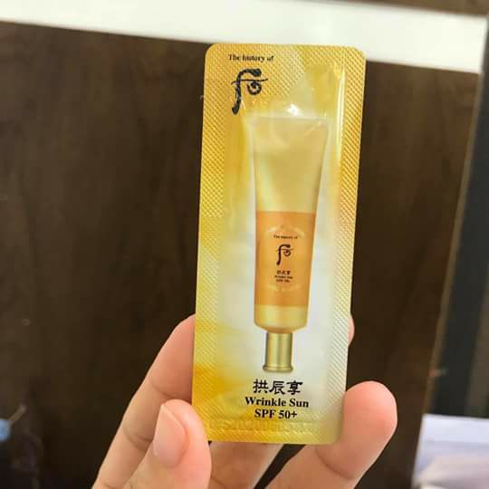 Gói Kem Chống Nắng Whoo Wrinkle Sun Cream 1ml - Dưỡng Trắng, Chống Nhăn Cao Cấp Không Trôi