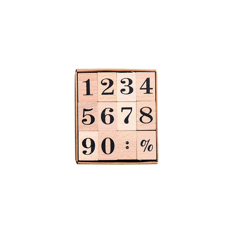 Con dấu gỗ họa tiết chữ/ số dùng trang trí lịch thủ công