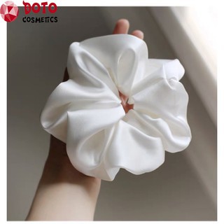 Nơ Buộc Tóc [FREESHIP EXTRA] Cột Tóc Scrunchies Lụa Trắng Trơn Phong Cách Hàn Quốc Đeo Tay Sống Ảo