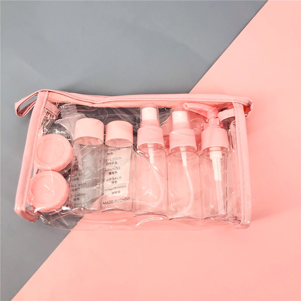 Bộ chiết mỹ phẩm 6 món bằng nhựa PE tặng kèm túi đựng tiện dụng dễ dàng mang theo khi đi du lịch,công tác xa nhà