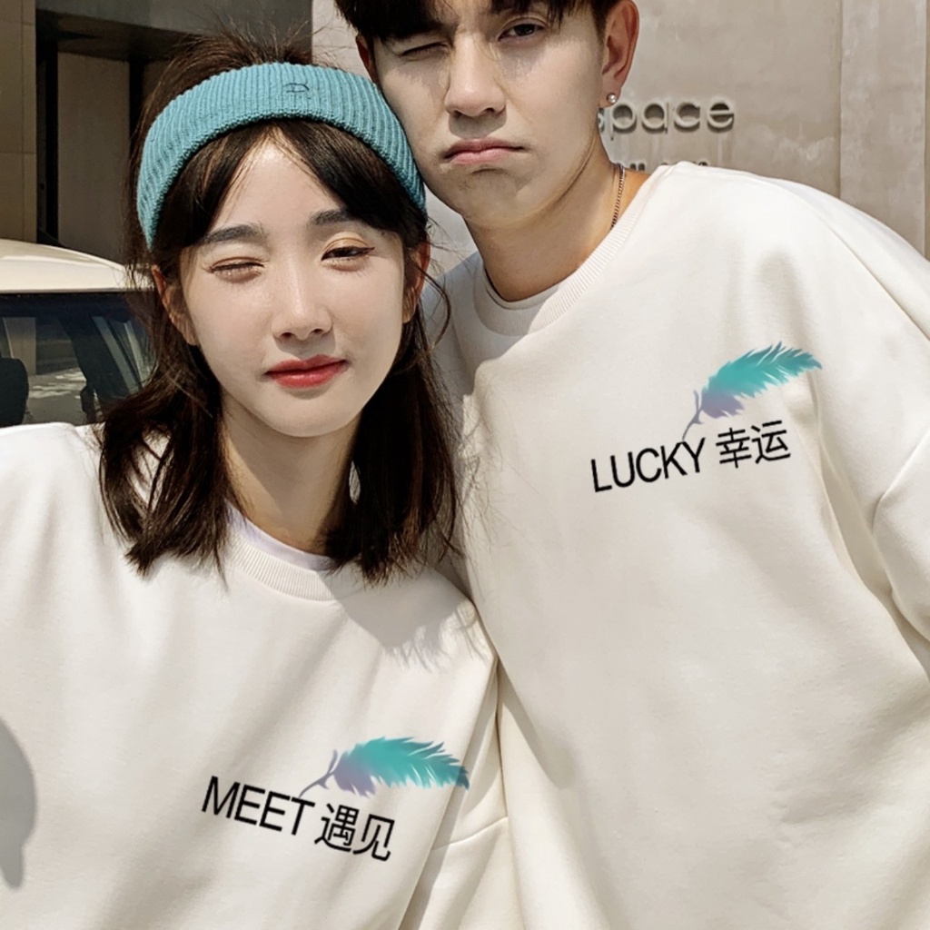Áo Đôi Thu Đông Unisex,Áo Nỉ Bông Nam Nữ Dài Tay Sweater Form Rộng Oversezi Hợp Với Mọi Phong Cách Hót Nhất 2021 (LUCKY)