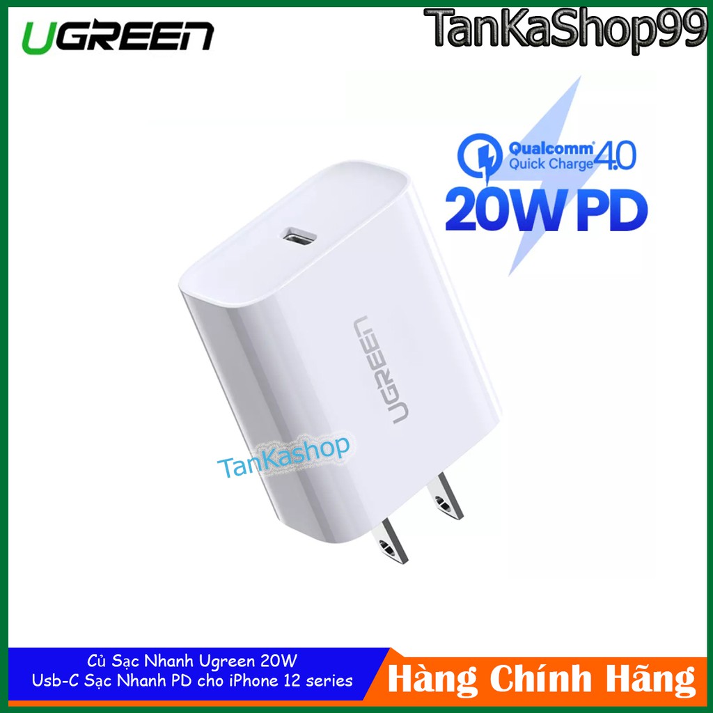 Củ Sạc Nhanh UGREEN 20W Hỗ Trợ PD , QC 4.0 Sạc Nhanh iPhone 12 series, huawei , xiaomi,...