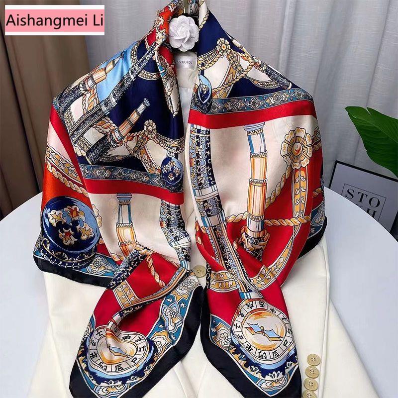 Khăn Choàng Cổ Hình Vuông Bằng Lụa Cao Cấp Thời Trang Cho Nữ 110 Lớp