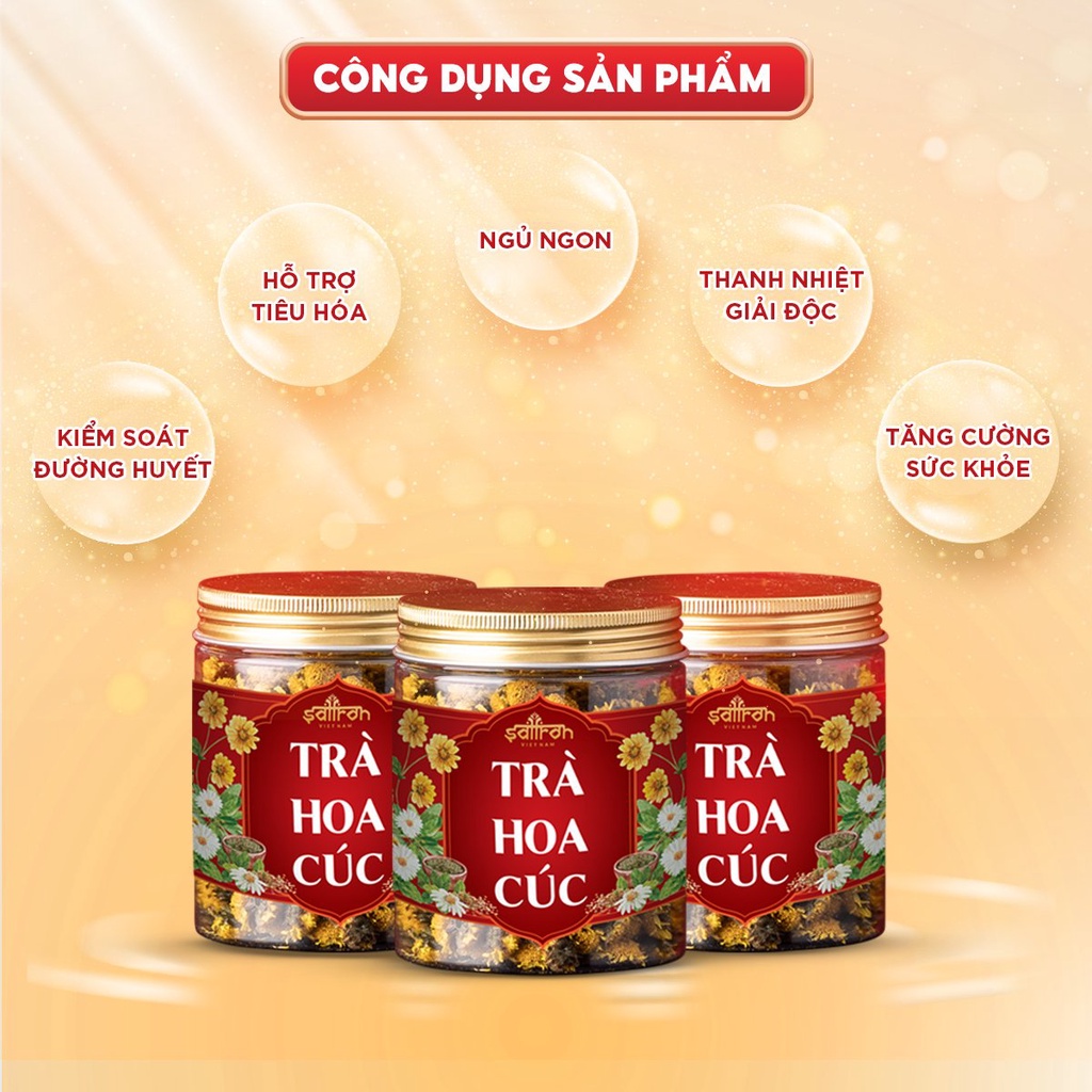 Trà thảo mộc hoa cúc vàng sấy khô nguyên bông Saffron Việt Nam giúp giảm cân, ngủ ngon thanh nhiệt, làm đẹp da - Lọ 15gr