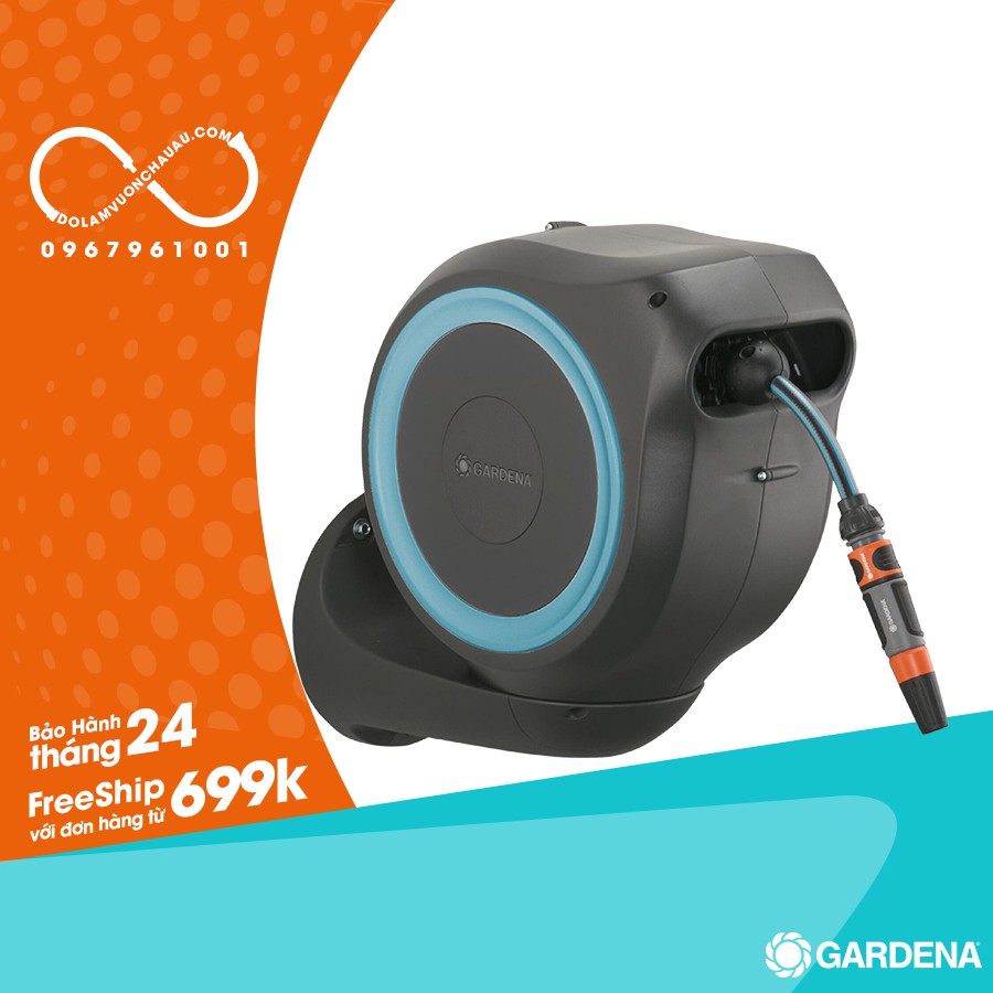 Bộ tưới treo tường có cuộn ống tự động rút gọn, 20m (Gardena 18610-20)