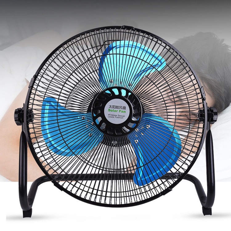 Quạt tích điện năng lượng mặt trời Solar Fan, quạt sàn SIÊU MÁT 12000mAh, kèm tấm pin NLMT 12W