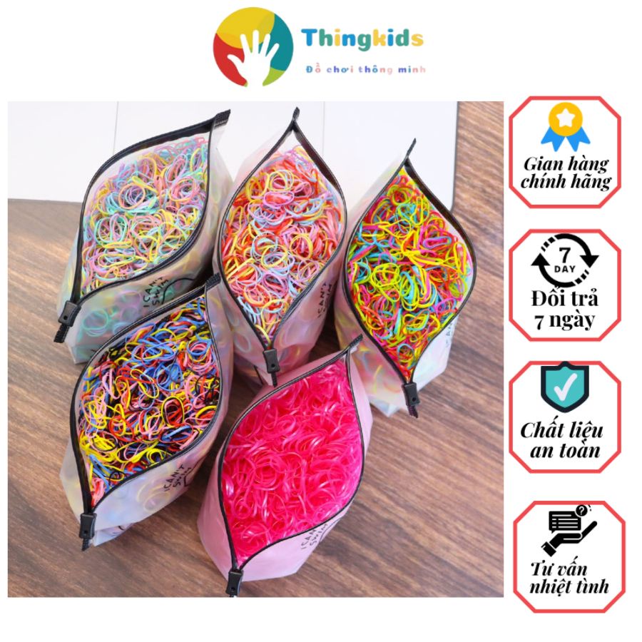 Túi Chun Buộc Tóc Phong Cách Hàn Quốc Set 500 Sợi - Thingkids