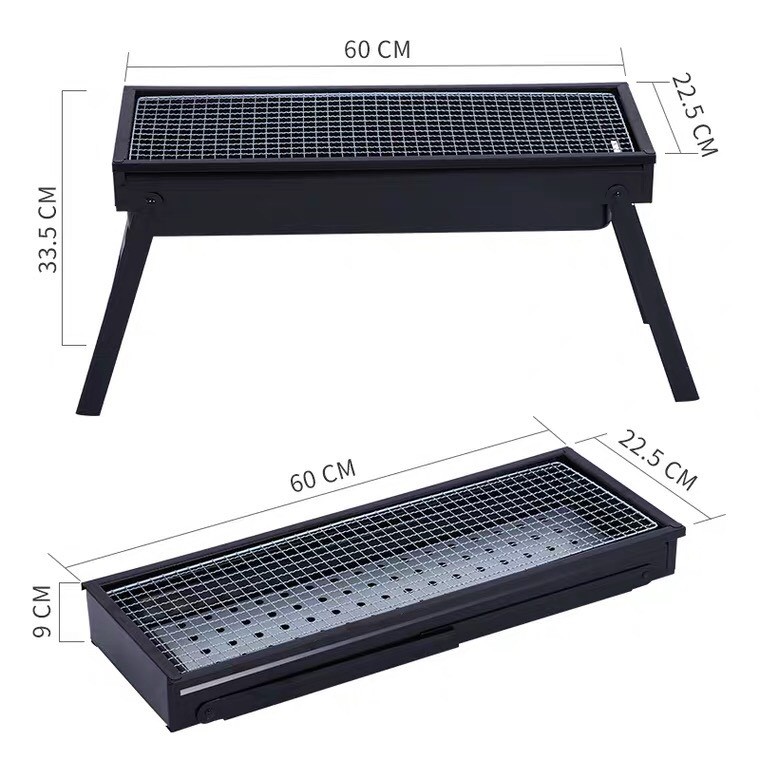 Bếp nướng than hoa nướng ngoài trời BBQ chất liệu inox cao cấp- Có Chân Đế, Tay Cầm Xếp Gọn Tiện Lợi T60