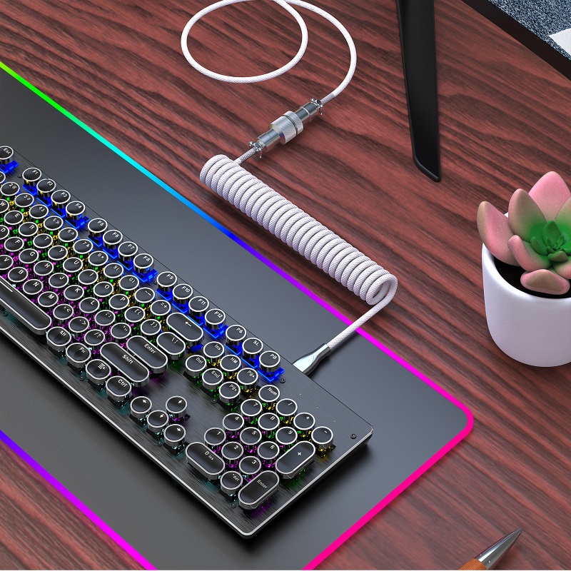 Dây Cáp Lò Xo Nối Bàn Phím Cơ Loại C USB Cho Máy Tính Để Bàn