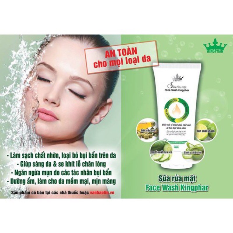 SỮA RỬA MẶT  Kingphar - tube 100ml - Chiết xuất thiên nhiên, làm sạch, dưỡng ẩm, làm trằng da