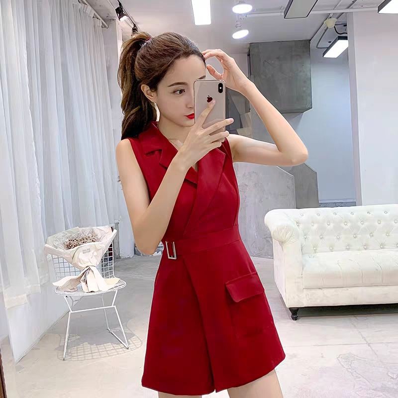 ÁO LIỀN QUẦN GIẢ VÁY CỔ VEST SANG CHẢNH