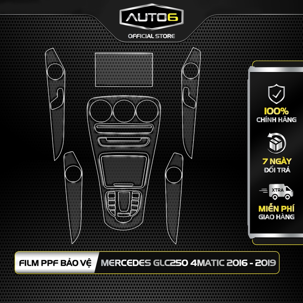 Bộ 3 chi tiết Film PPF trong suốt dán xe MERCEDES GLC250 4MATIC 2016-2019 chống xước bảo vệ nội thất ô tô - AUTO6