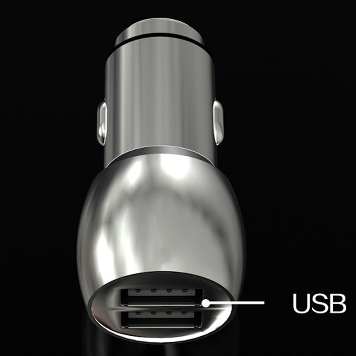 Tẩu sạc điện thoại 2 cổng USB cao cấp vỏ kim loại M7 trên ô tô
