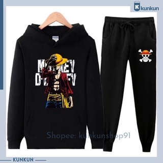 Set Áo Quần Hoodie Luffy -  One Piece Mũ Rơm Nam Nữ Đủ Size