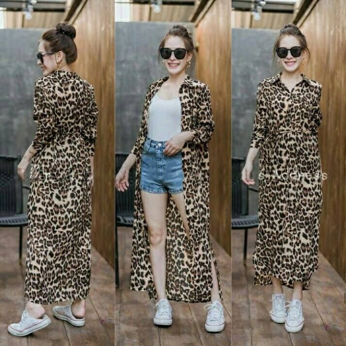 Đầm dài họa tiết da báo thời trang cho nữ IP188