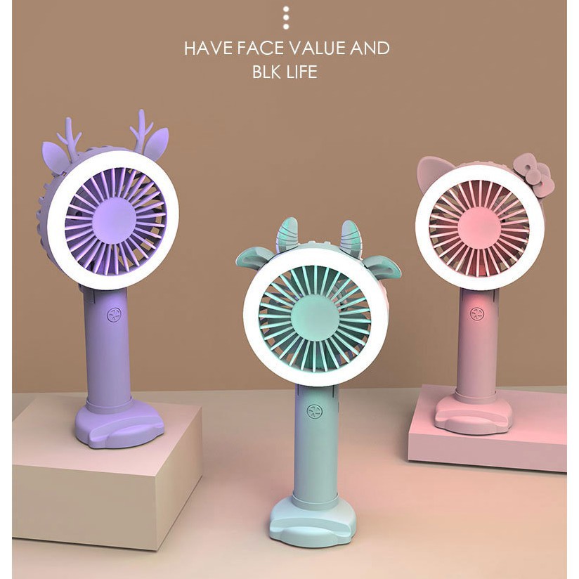 Quạt Cầm Tay IMEBOBO 3 Tốc Độ Tặng Kèm 4 Cặp Nơ Trang Trí Siêu Cute