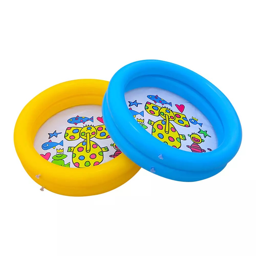 LICH Bể bơi bơm hơi 60*60*15cm bằng nhựa PVC cao cấp in họa tiết dễ thương cho trẻ em hoạt động ngoài trờ - Màu vàng