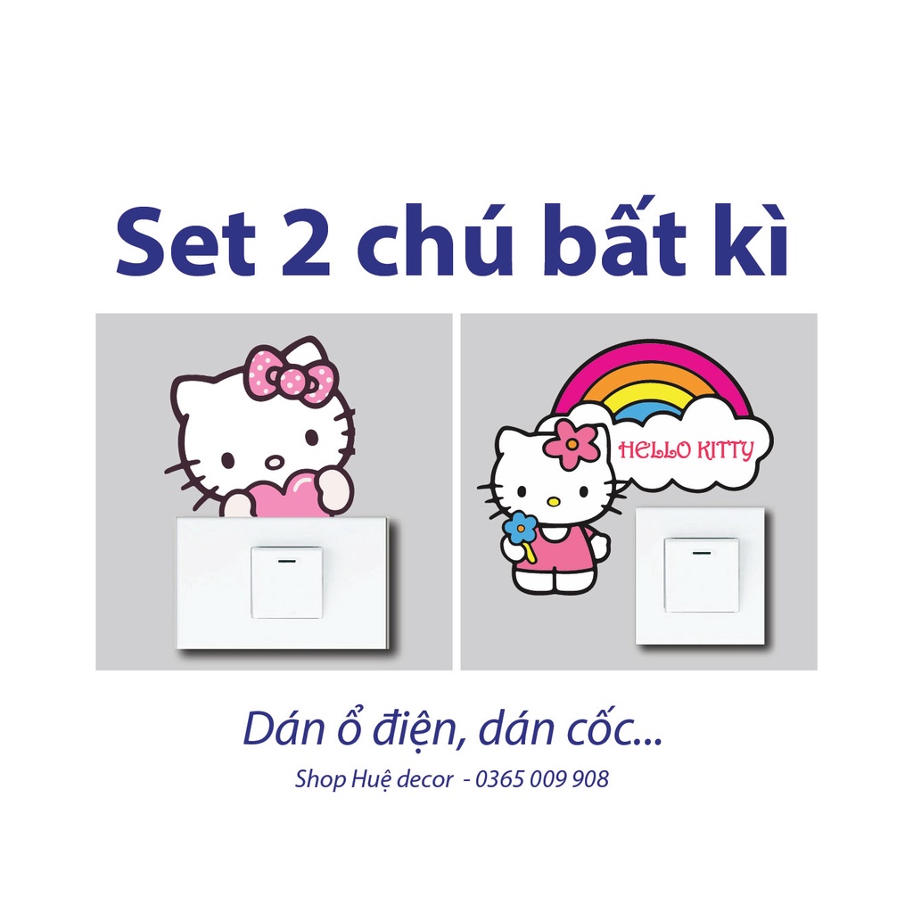 Decal dán ổ điện, sticker trang trí Hello kitty dễ thương