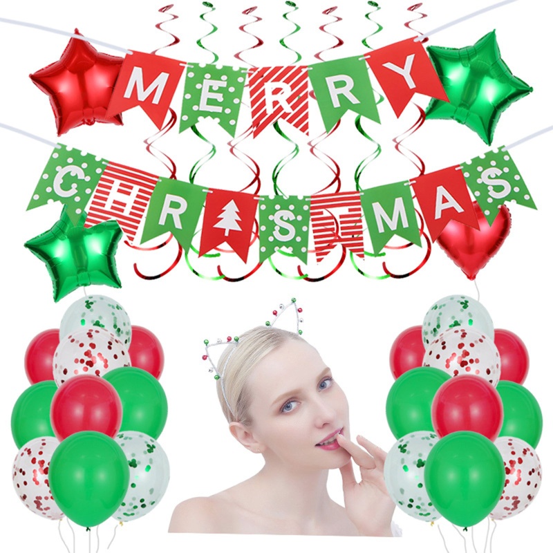 Set 42 / 45 Bong Bóng Trang Trí Tiệc Năm Mới