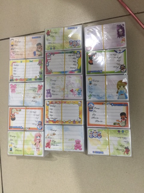 1000 cái nhãn vở hoạt hình có keo dán sẵn, nhãn vở học sinh