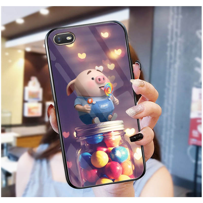 Ốp Lưng OPPO A1K ,REALME C2 mặt kính cường lực cao cấp