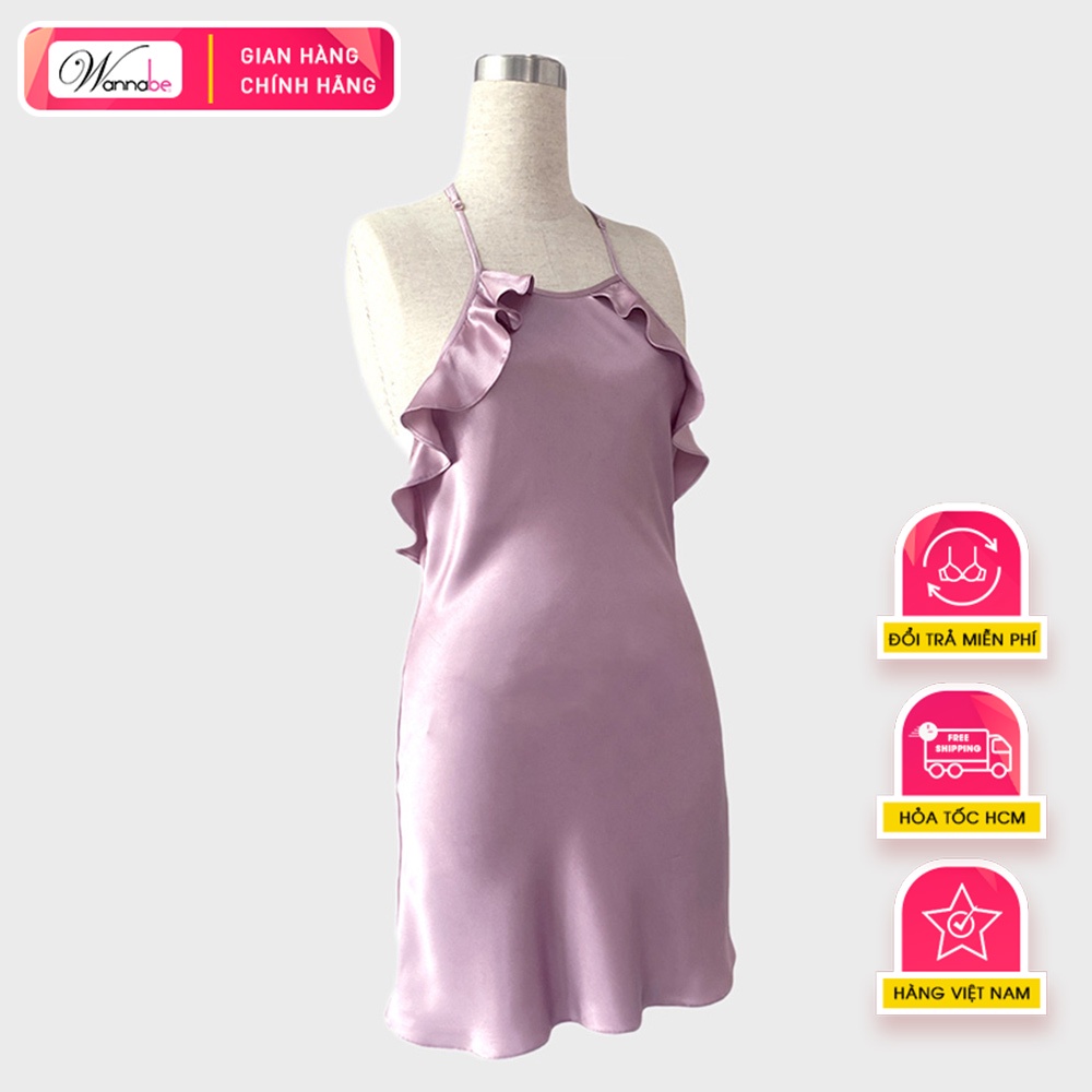 Đầm ngủ phi lụa cao cấp Wannabe DNS22 cổ yếm cut-out lưng nữ tính quyến rũ