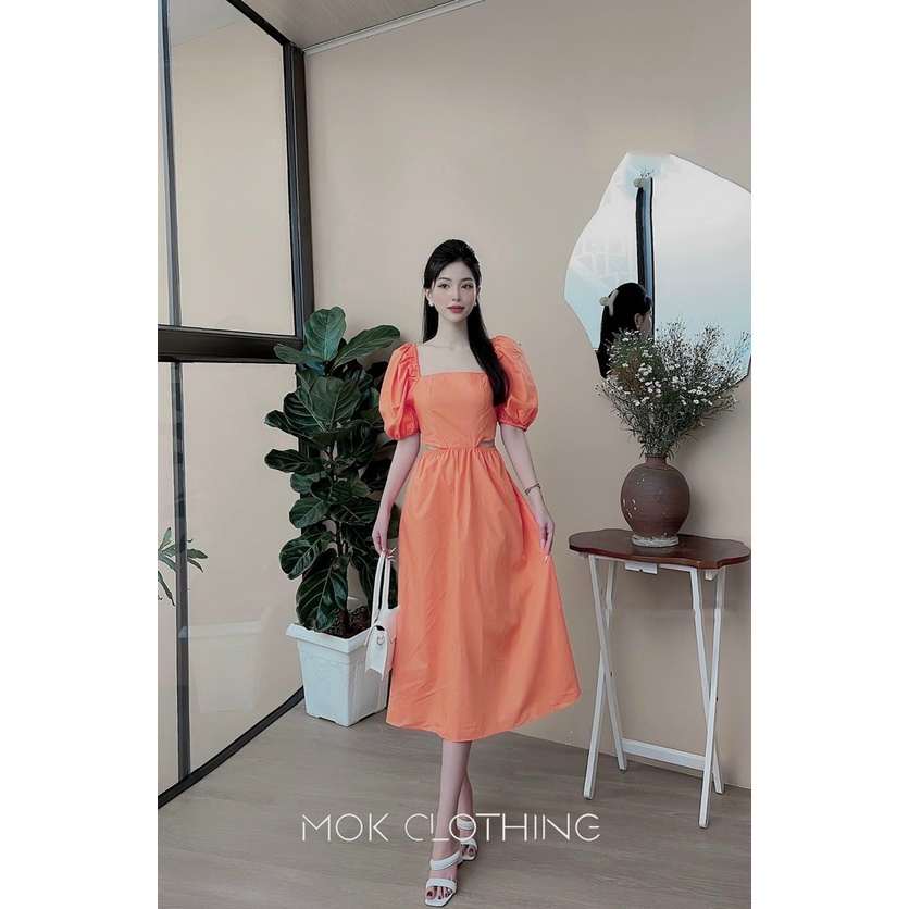 Đầm nữ maxi tay phồng ôm cổ u rút ngực hở lưng liền thân 3 màu cực đẹp cho cô nàng năng động ba