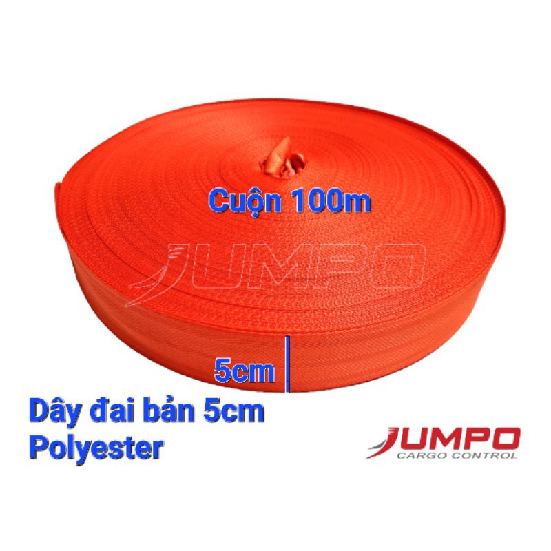 Dây đai phản quang 5cm polyester cuộn 100m dùng may lưới chằng hàng, lưới công trình chắn phản quang