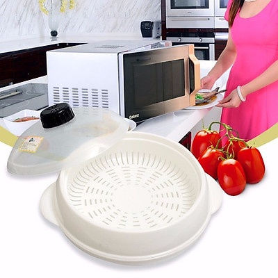 Nồi hấp thức ăn, hộp hấp thức ăn chịu nhiệt 3 chi tiết cao cấp dùng cho lò vi sóng