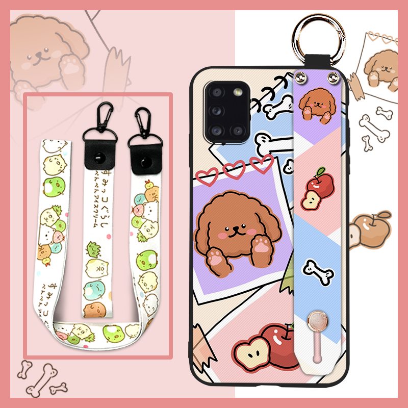 Ốp Điện Thoại Mềm In Hình Hoa Có Giá Đỡ Và Dây Đeo Cho Samsung Galaxy A31/SM-A315