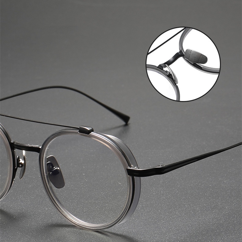 Kính Đeo Mắt Gọng Tròn Phong Cách Retro Nhật Bản Thiết Kế Sợi Carbon + Chân Gương Titan Phù Hợp Với Cận Thị Jingjiang Jinziang KJ32