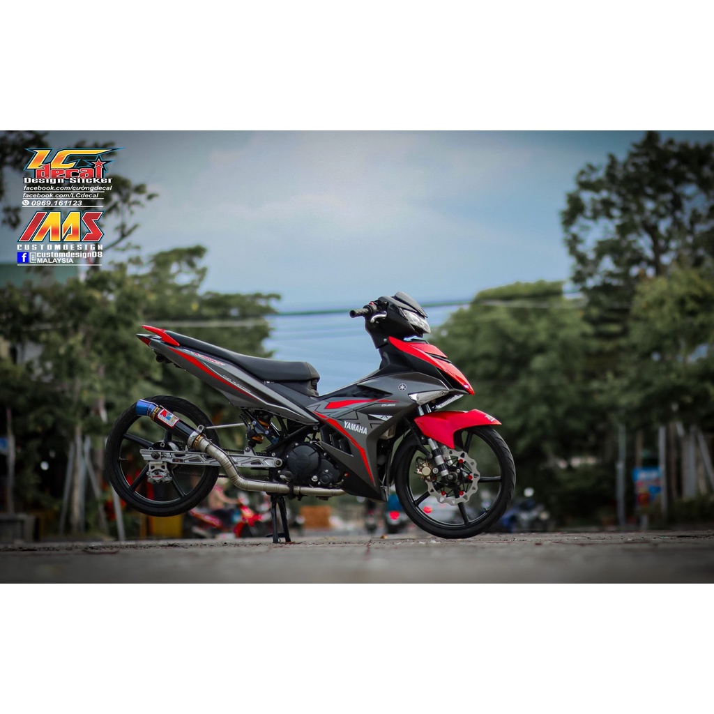 Tem rời exciter 150 mx đỏ xám nhám , tem 3 lớp cáo cấp