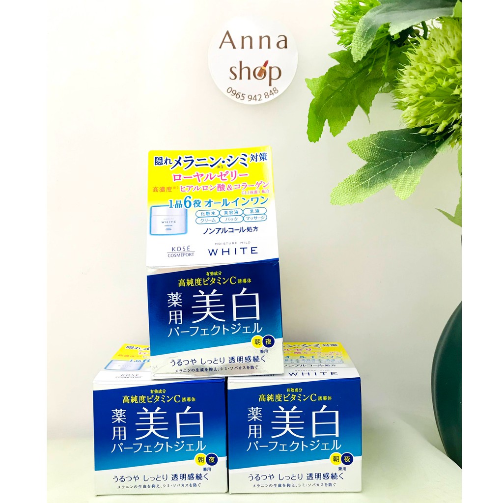 Kem dưỡng trắng da Kose White 6 in 1 Moisture Mild Perfect Gel [100g]