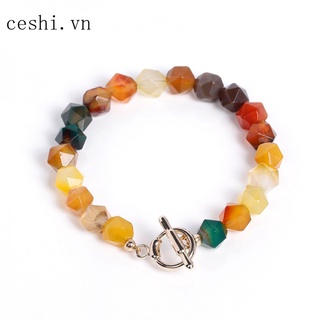 Sweet color natural crystal agate beaded bracelet for students